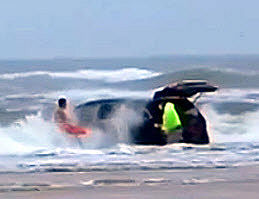 Mini Van Drives Daytona Ocean