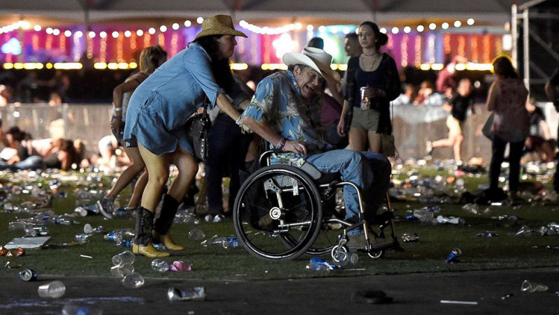 Route 91 Harvest Festival Concertgoers Take Cover