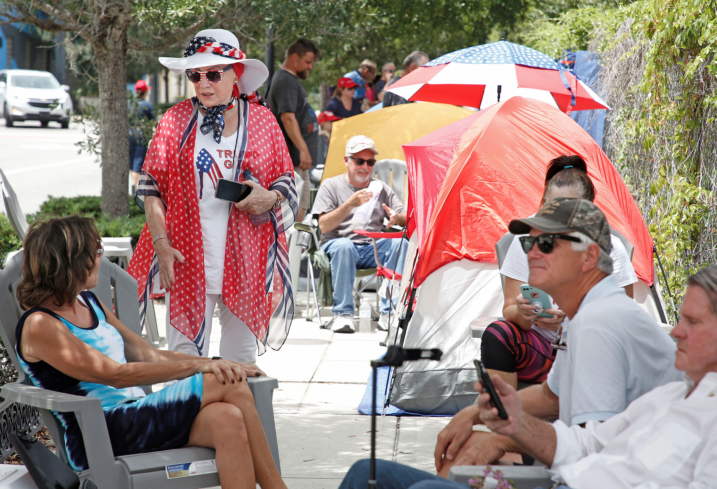 Trump reelection 2020 rally waiting in line