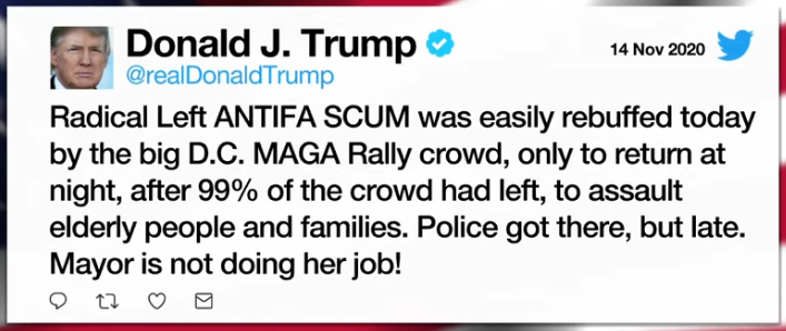 donald j. trump tweet 11.14.20 antifa