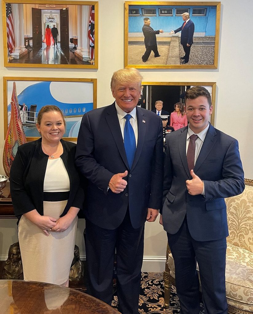 Donald Trump with Kyle Rittenhouse and Mom at Mar-A-Lago Florida. Image credit, Donald J. Trump.